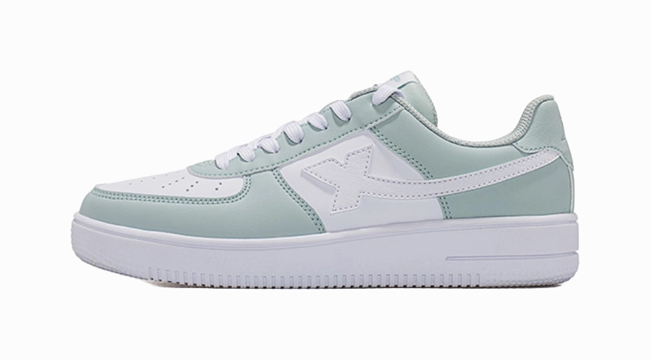 XTEP Air Force 1 Low-Top Skateboard Shoes Women's White Green Hiking Shoes For Heavy Guys
