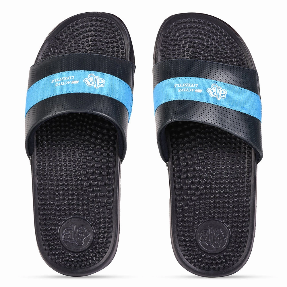 A-HA By Liberty ADAM-7 Navy Blue Slides For Men Sandals With Bow